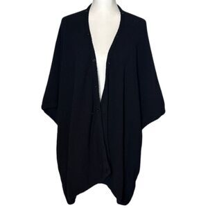 Torrid Open Front Chunky Knit Poncho Cape Cardigan Womens OS Drapey Boho Black